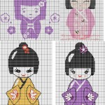 grille broderie kokeshi