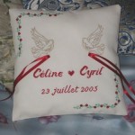 modèle broderie coussin de mariage