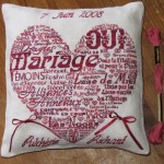 modèle broderie coussin de mariage